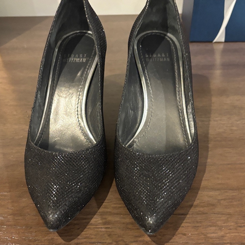 Stuart Weitzman Charcoal Glitter Heels